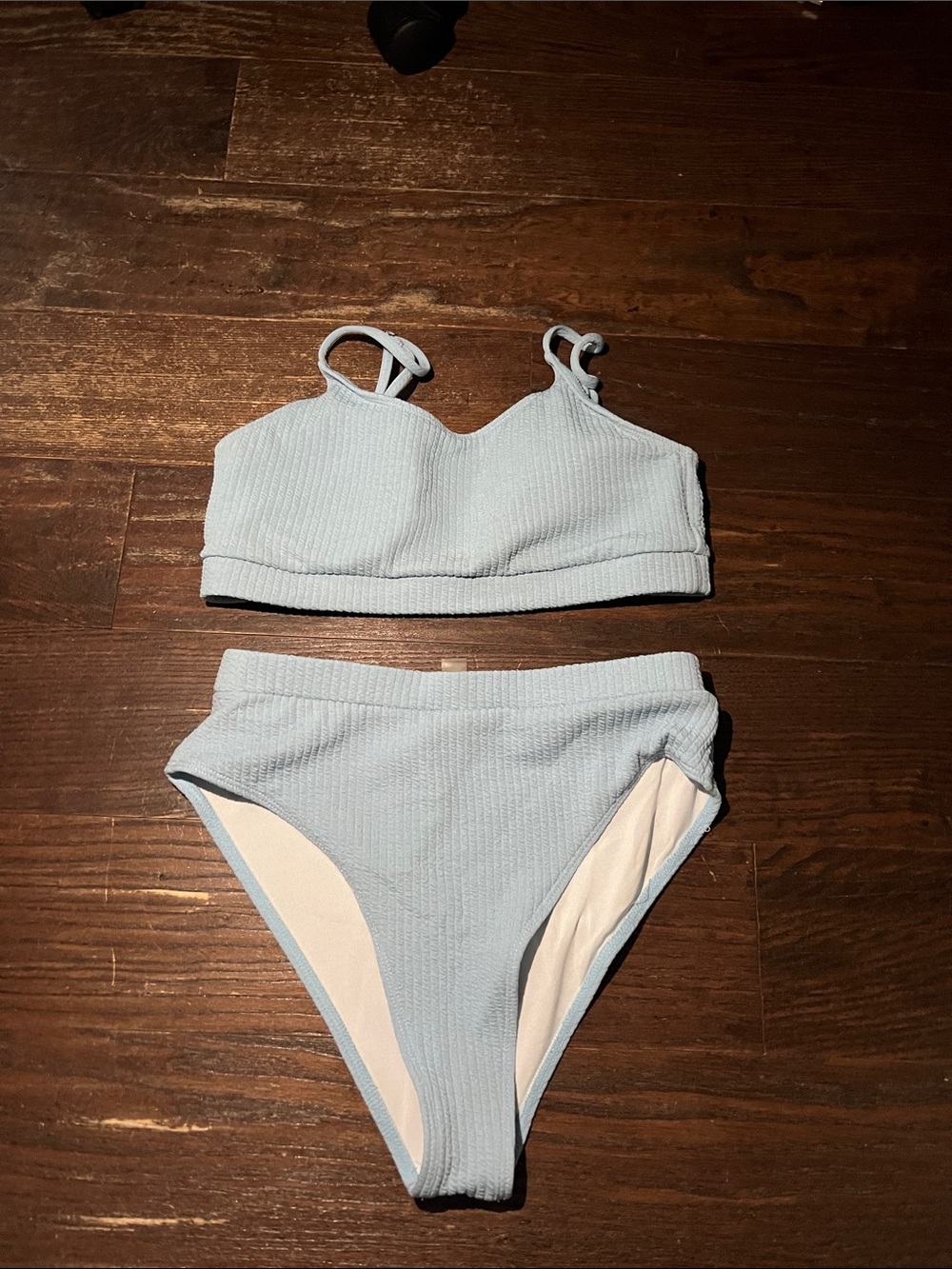adidas Light Blue Ribbed Bikini Set - Women Swim